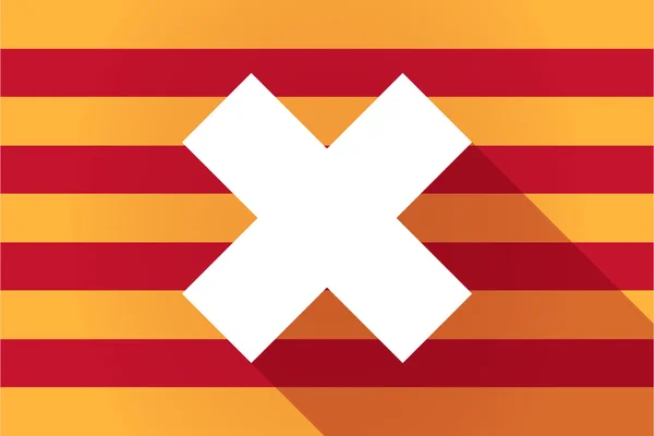 Long shadow Catalonia vector flag with an x sign — Stock Vector