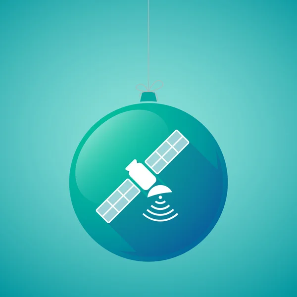 Longue ombre vecteur boule de Noël icône avec un satellite — Image vectorielle