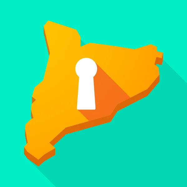 Catalunha mapa de ícone de vetor de sombra longa com um buraco de chave — Vetor de Stock