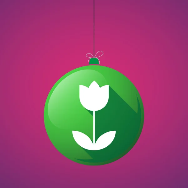 Longue ombre vecteur boule de Noël icône avec une tulipe — Image vectorielle