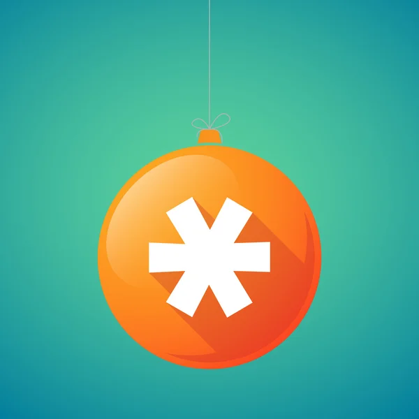 Lunga ombra vettore icona palla di Natale con un asterisco — Vettoriale Stock