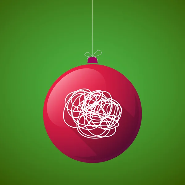 Vector de sombra largo icono de la bola de Navidad con un garabato — Vector de stock