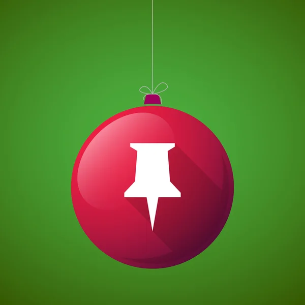 Lange Schatten Vektor Weihnachtskugel Symbol mit einem Push-Pin — Stockvektor