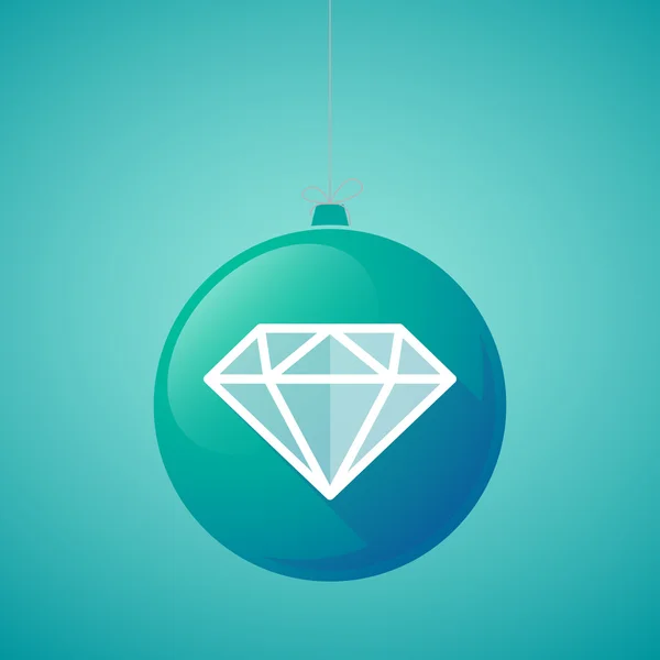 Icono de bola de Navidad vector de sombra larga con un diamante — Archivo Imágenes Vectoriales