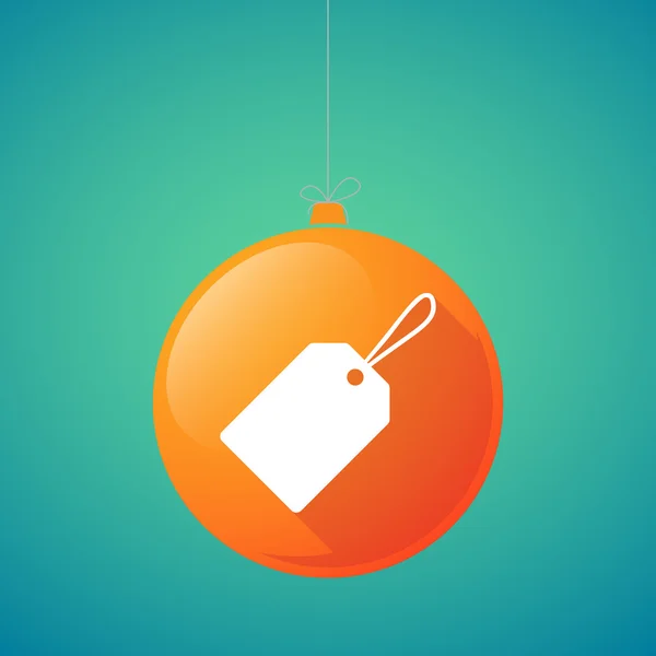 Vector de sombra larga icono de la bola de Navidad con una etiqueta — Archivo Imágenes Vectoriales