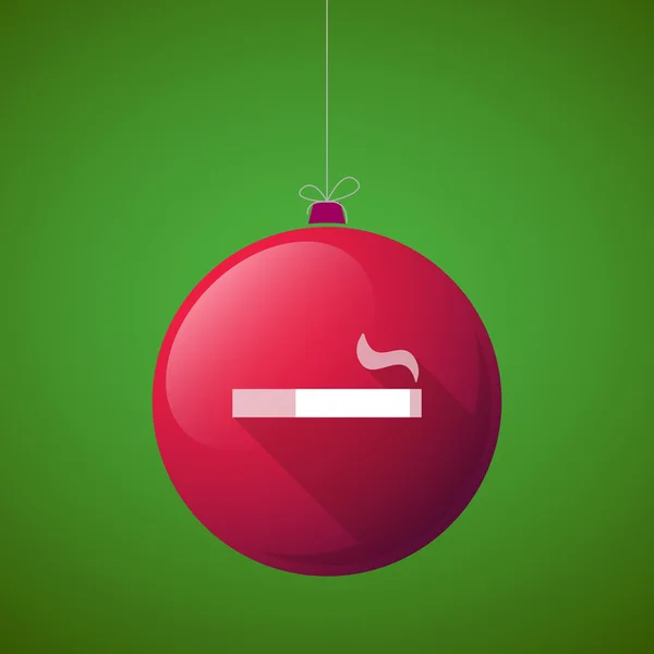 Vector de sombra largo icono de la bola de Navidad con un cigarrillo — Vector de stock