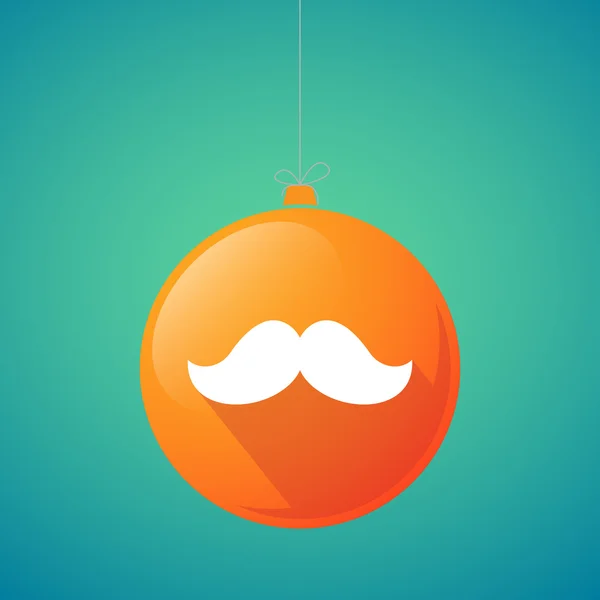 Long shadow vector christmas ball icon with a moustache — Stock Vector