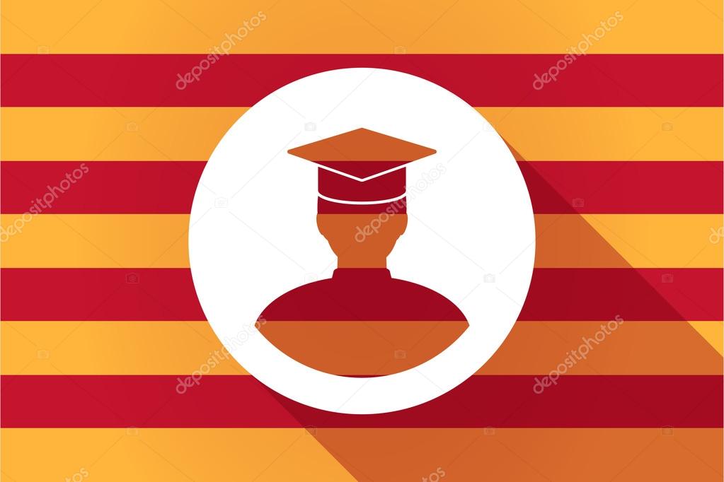 Long shadow Catalonia vector flag with a student