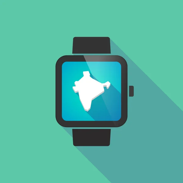 Slimme horloge vector pictogram met een kaart van India — Stockvector