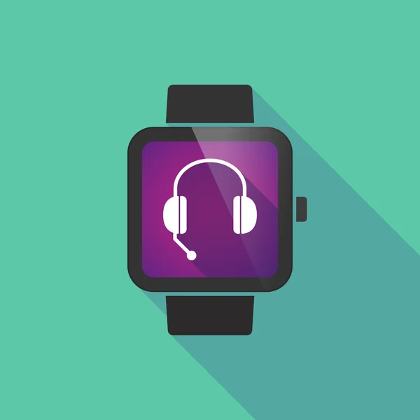 Smart Watch-klocka vektor ikon med en hand fri telefonerna anordning — Stock vektor