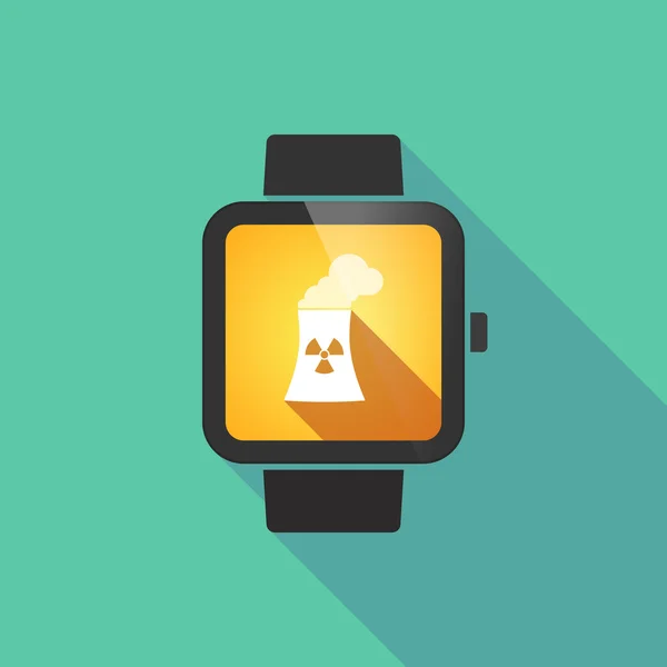 Slimme horloge vector pictogram met een kerncentrale — Stockvector