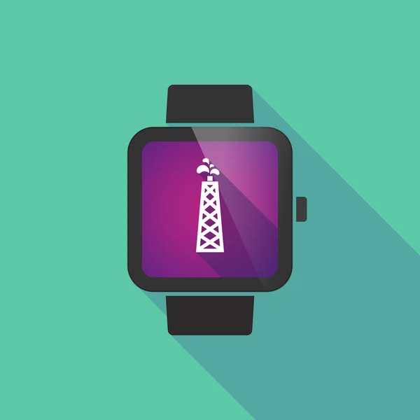 Slimme horloge vector pictogram met een olie-toren — Stockvector