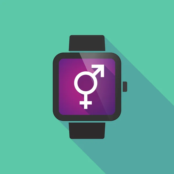 Chytré hodinky vektor ikona se symbolem transgender — Stockový vektor