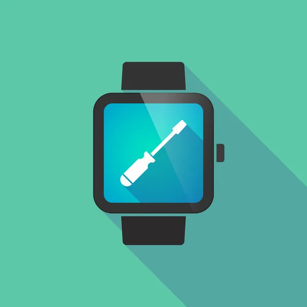 Smart watch vector icon with a screwdriver — Stock Vector