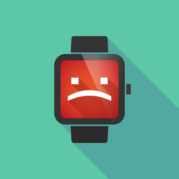 Smart watch vector icon with a sad text face — Stock Vector