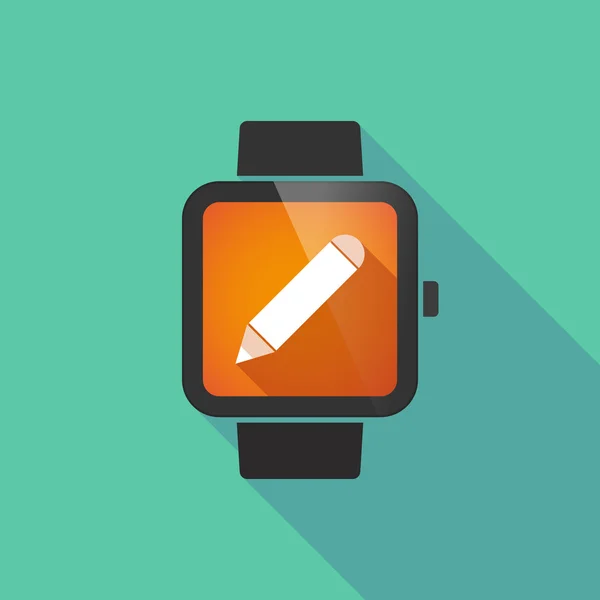 Smart watch vector icon with a pencil — Stock Vector