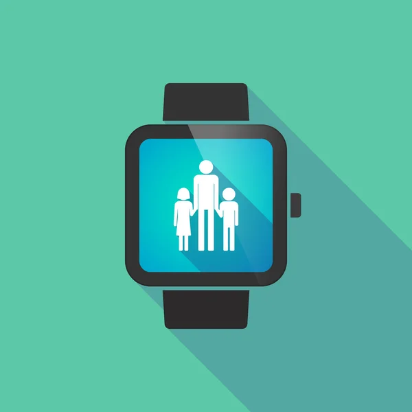 Smart Watch-klocka vektor ikon med en manliga ensamstående familj pictogr — Stock vektor