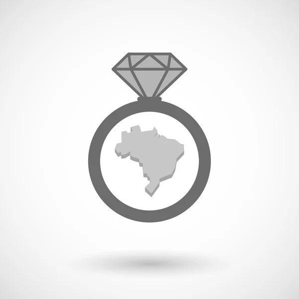 Icono de anillo vectorial aislado con un mapa de Brasil — Archivo Imágenes Vectoriales