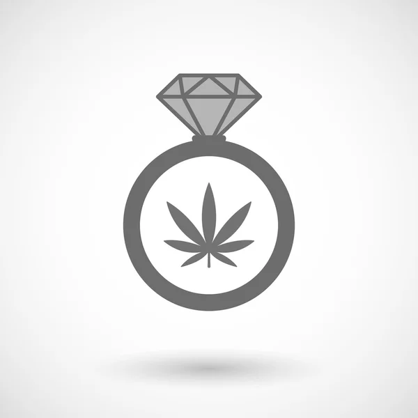 Isoliertes Vektor-Ring-Symbol mit Marihuana-Blatt — Stockvektor