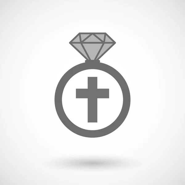 Icono del anillo vectorial con una cruz cristiana — Vector de stock