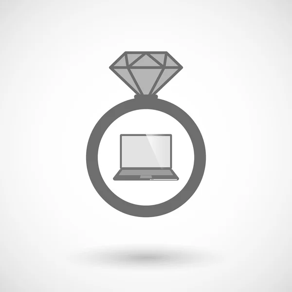 Icono de anillo vectorial con una computadora portátil — Archivo Imágenes Vectoriales