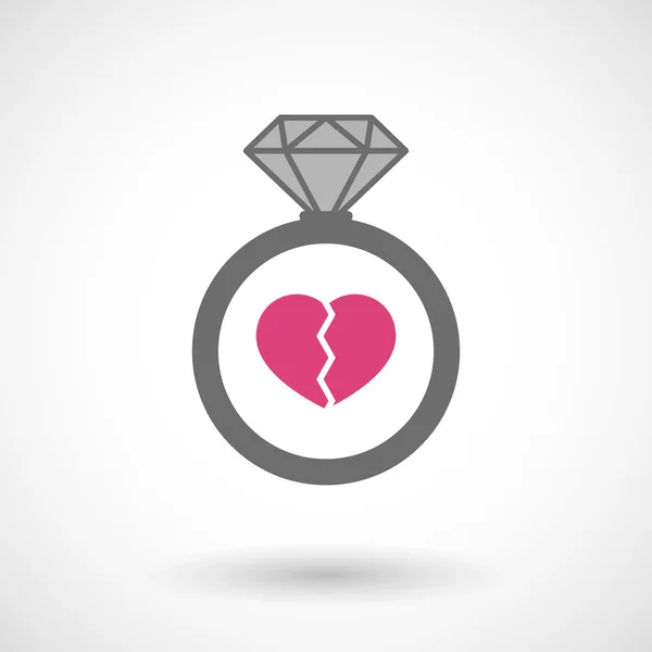 Geïsoleerde vector ring pictogram met een gebroken hart — Stockvector