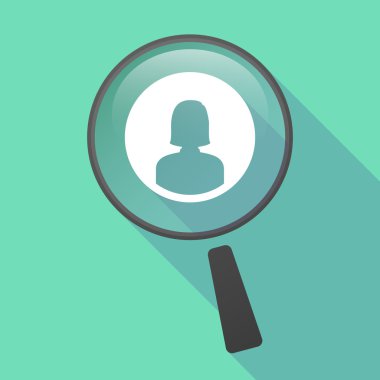 Uzun gölge Büyüteç vektör simgesi bir kadın avatar ile