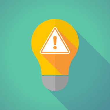 Uzun gölge vektör ampul bir uyarı sinyali ile