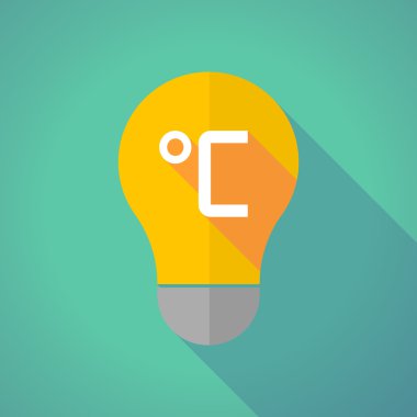 Uzun gölge vektör ampul celsius derece işareti ile