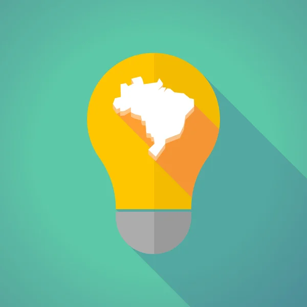 Lâmpada de vetor de sombra longa com um mapa fo Brasil — Vetor de Stock