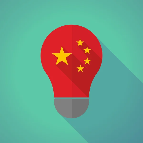 Bombilla de luz vectorial de sombra larga con la bandera china de cinco estrellas sy — Vector de stock