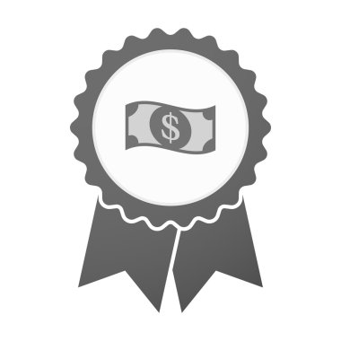 Bir dolarlık banknot ile vektör rozet simge