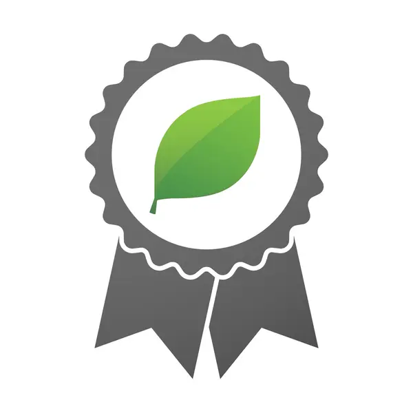 Icona del distintivo vettoriale con foglia verde — Vettoriale Stock