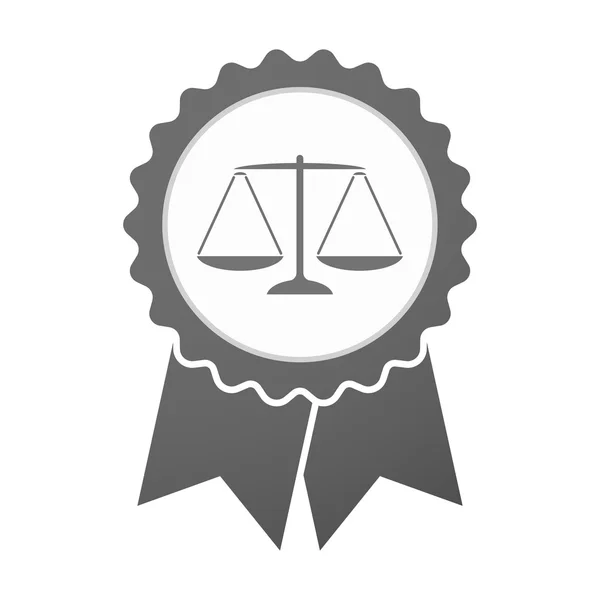 Icono de placa vectorial con un signo de escala de peso de justicia — Vector de stock