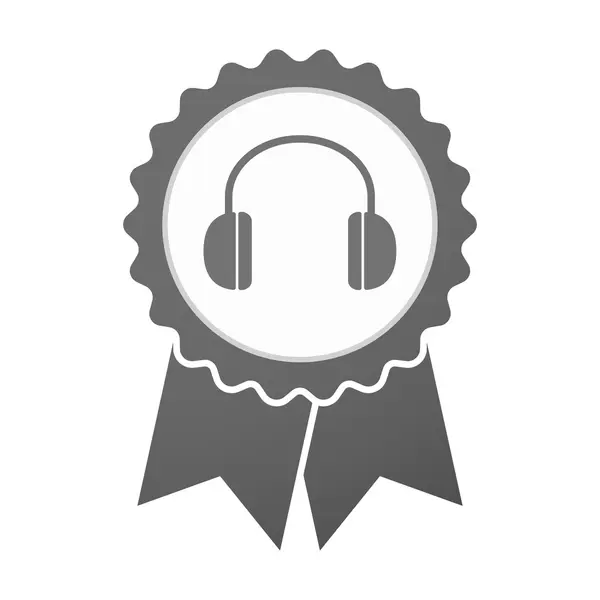 Vektor-Badge-Symbol mit Kopfhörer — Stockvektor