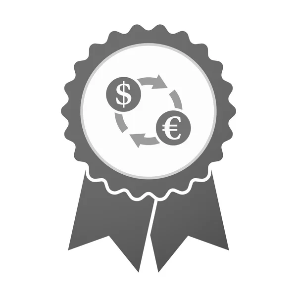 Icona del distintivo vettoriale con un simbolo di cambio dollaro euro — Vettoriale Stock