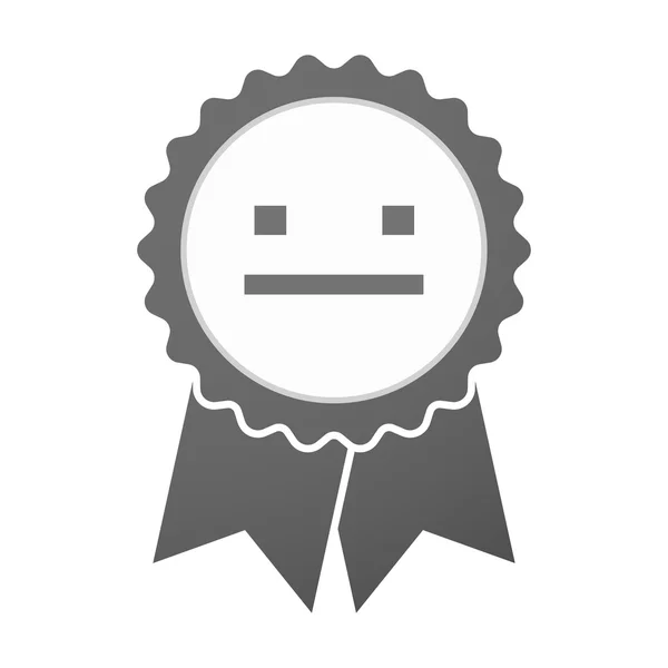 Vector badge icon with a emotionless text face — Stock Vector