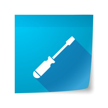 Uzun gölge vektör yapışkan not simgesini bir tornavida ile