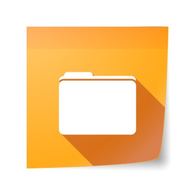 Uzun gölge vektör yapışkan not simgesini bir klasör ile 