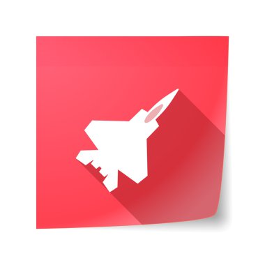 Uzun bir savaş uçağı ile gölge vektör yapışkan not simgesi