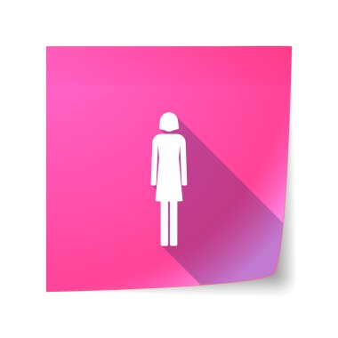 Uzun gölge vektör yapışkan not simgesini bir kadın piktogram ile