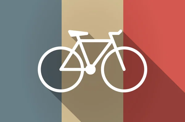 Long shadow flag of France vector icon with a bicycle — Stock Vector