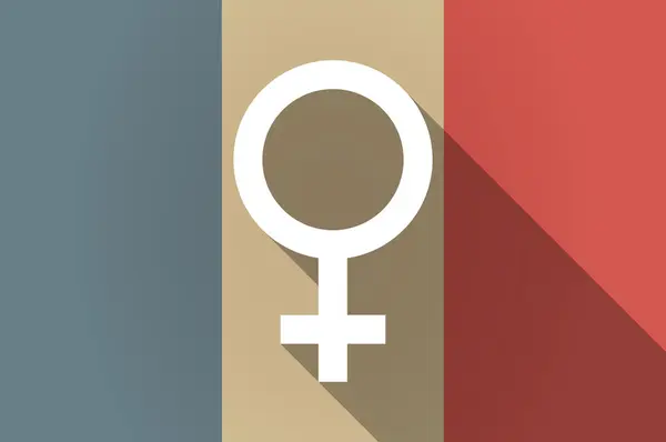 Lunga bandiera ombra della Francia icona vettoriale con un segno femminile — Vettoriale Stock