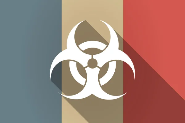 Bandeira de sombra longa de ícone de vetor de França com um sinal de risco biológico — Vetor de Stock