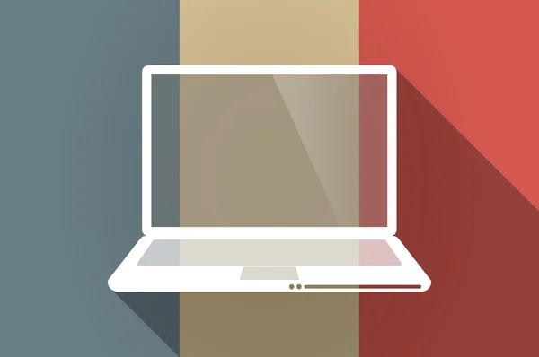 Lunga bandiera ombra della Francia icona vettoriale con un computer portatile — Vettoriale Stock