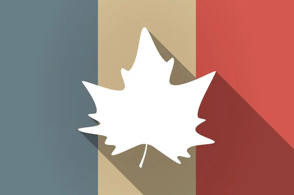 Векторная икона с длинным теневым флагом Франции с осенним листом — стоковый вектор