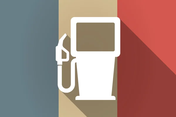 Long shadow flag of France vector icon with a gas station — Stock Vector