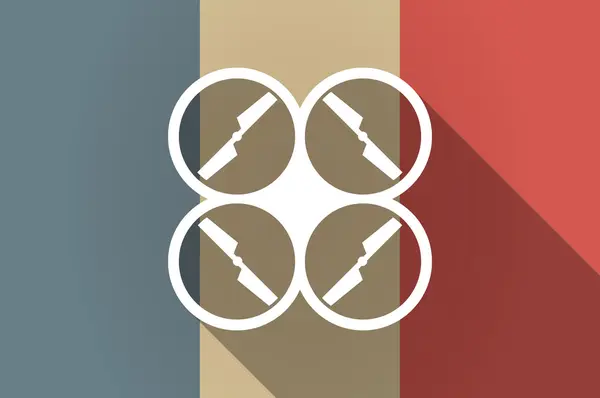 Långa skugga flagga France vektor ikon med en drönare — Stock vektor