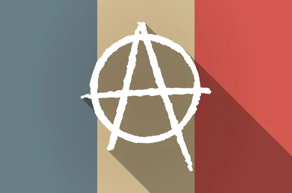 Långa skugga flagga France vektor ikon med en anarki tecken — Stock vektor