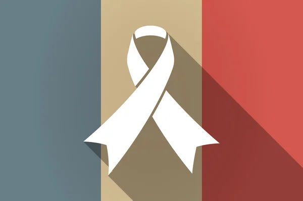 Hosszú árnyék Franciaország vektor ikon-val egy tudatosság szalag zászlaja — Stock Vector